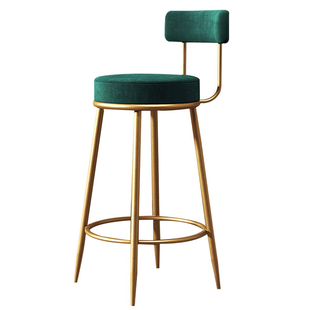 Tabourets de bar en velours 75 cm avec repose-pieds et dossier pour comptoir chic