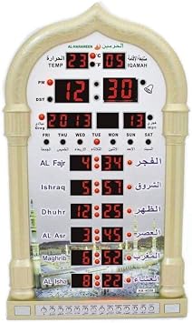 Mosque Digital Azan Clock, LED Muslim Prayer Clock, with Remote Control, 5 Sets of AZAN Time Can Be Set, AZAN Time Reminder, Alarm Clock/Temperature Function, for Home/Office