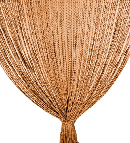 Cortina Mariel suave con cuentas de tela anti insectos y antiruido – Modificable – Color óxido – 120 x 220 cm