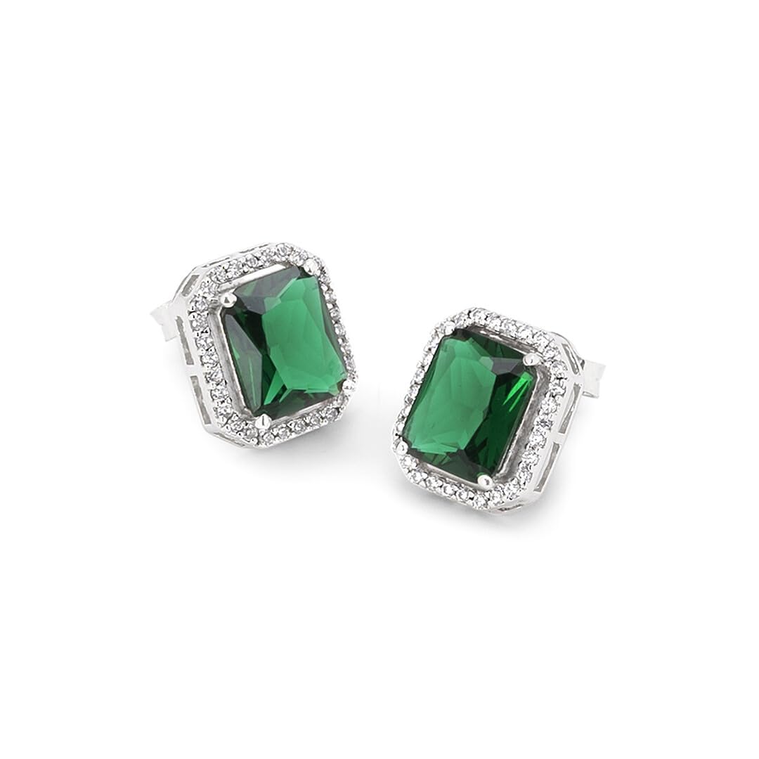 925 Sterling Silver Green Zircon Statement Stud Earrings | Gift for Women & Girls | Certificate of Authenticity and 925 Stamp | March By FableStreet (B0C8NR79NC) Amazon Price History, Amazon Price Tracker
