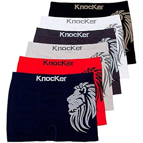 Knocker 6 Mens Microfiber Boxer Briefs Seamless Compression Underwear One Size Cover