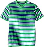 Tommy Hilfiger Big Boys Bruce Stripe Vneck Tee with Pocket, Gunwale Green, Medium (12/14)