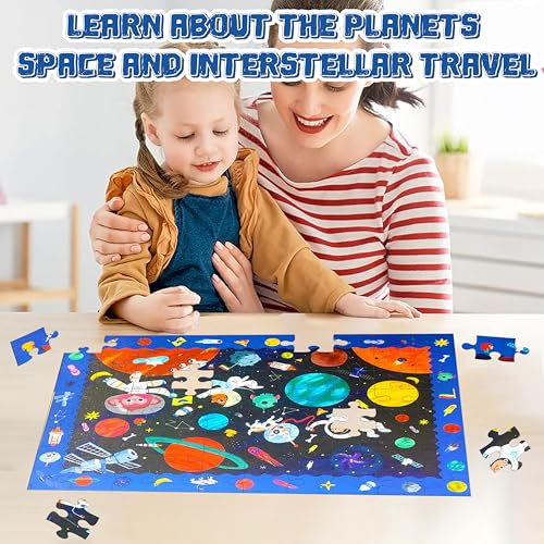 Image of VGRASSP 70 Pcs Space Themed Solar System Based Interlocking Puzzle Toy - Search, Find and Connect Educational, Challenging & Brain Booster Jigsaw Puzzle for Kids, Boys and Girls