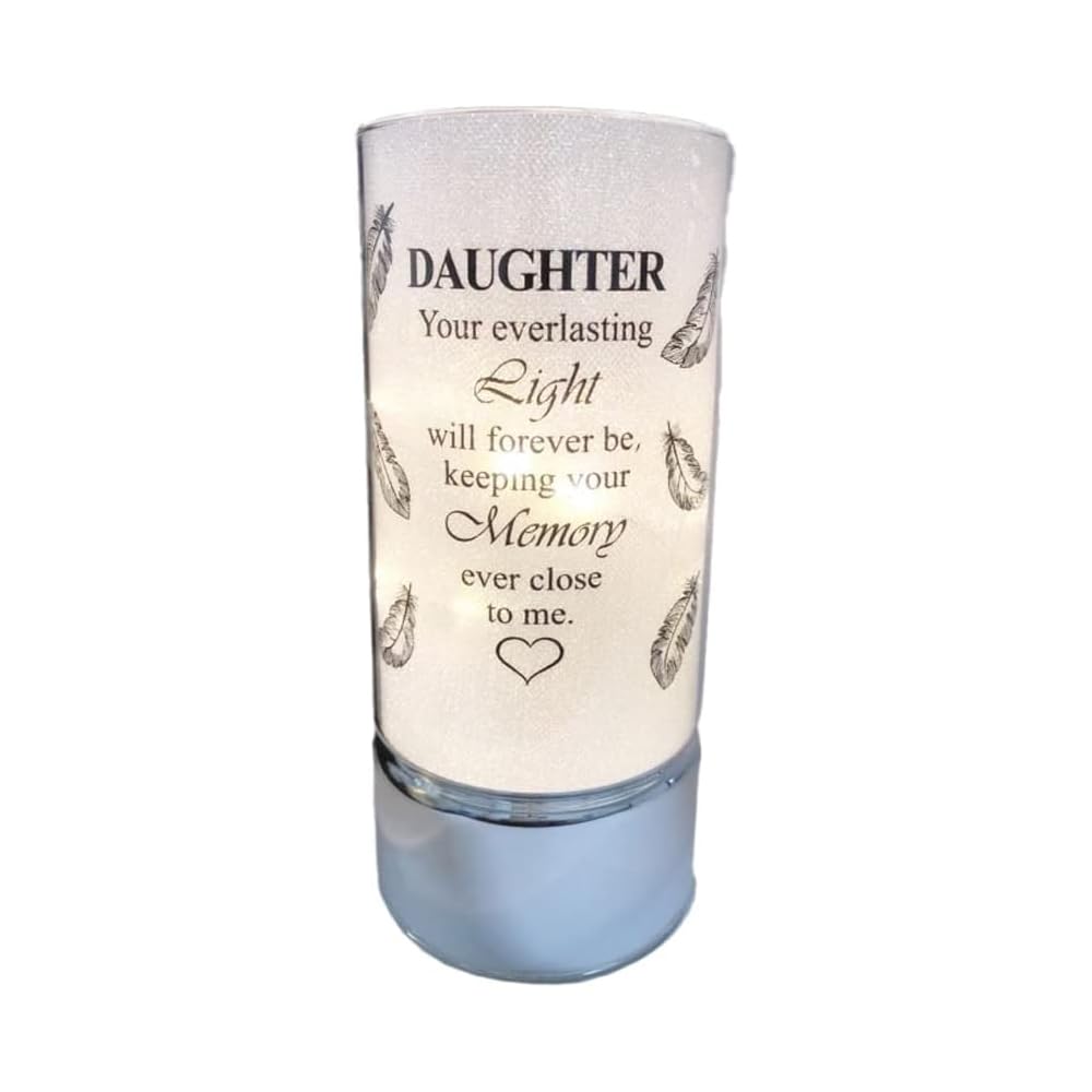 Memorial Light Tube Ornament for Garden & Graveside – Weatherproof Glass Remembrance Light with Engraved Verse | Sympathy & Memorial Gift for Loved Ones (20cm) (Daughter)