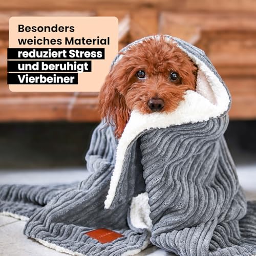 WahreTierliebe® Cozy Kuscheldecke für Hunde, Waschbar & Pflegeleicht - Idealer Überzug fürs Hundebett, Sofa, Auto & Möbel - Warmes, doppelseitiges Design