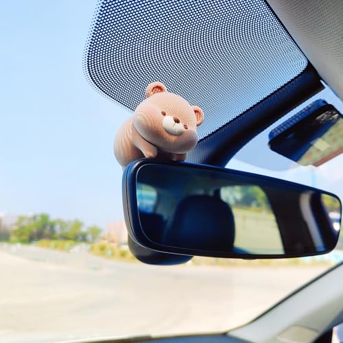 Image of Cute Furry Animal Rear View Mirror Accessories, Car Dashboard Decoration | Soft Texture, Car Interior Accessories, Ornament for Car Screen, Rearview Mirror or Computer Monitor