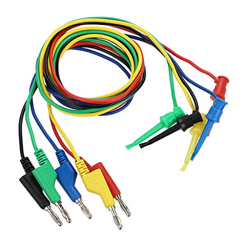 Image of Sumnacon 39 Inch Multimeter Test Lead Set - 5 Pcs Stackable Banana Plug to Minigrabber Test Hook Wire Cable Kit with Protective, Soft Silicone Flexible Wire Leads for Electrical Testing 500V /5A