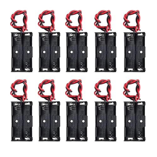 AEDIKO 10pcs 2X AA Battery Holder 2x1.5V AA Battery Holder 3V AA Battery Holder with Wires