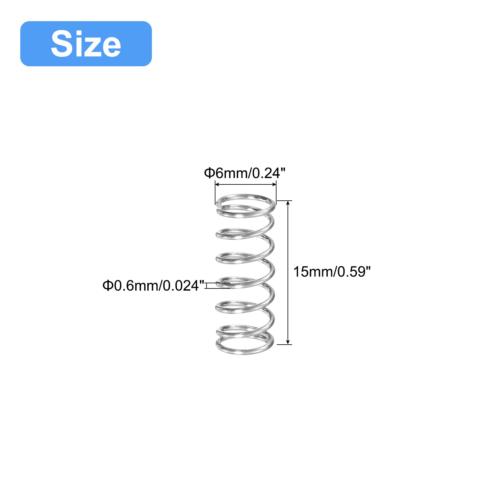 QUARKZMAN 2Pcs Ressorts De Compression, Diamètre De Fil De 1mm X Diamètre Extérieur De 6mm X