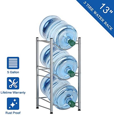 CASAVIDA Water Jug Holder, 3 Tire Water Bottle Storage Rack Detachable Water Rack Holder, Silver