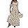 Vestidos maxi femininos boho verão 2025 manga bufante gola quadrada franzido casual babados em camadas vestido longo de praia com bolso, Branco, M