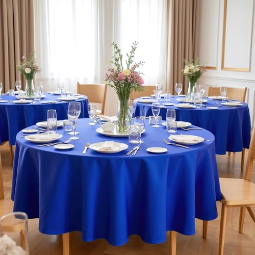 Image of sancua Royal Blue Round Tablecloths 70 Inch (Fit 20-58 Inch Tables), 6 Pack
