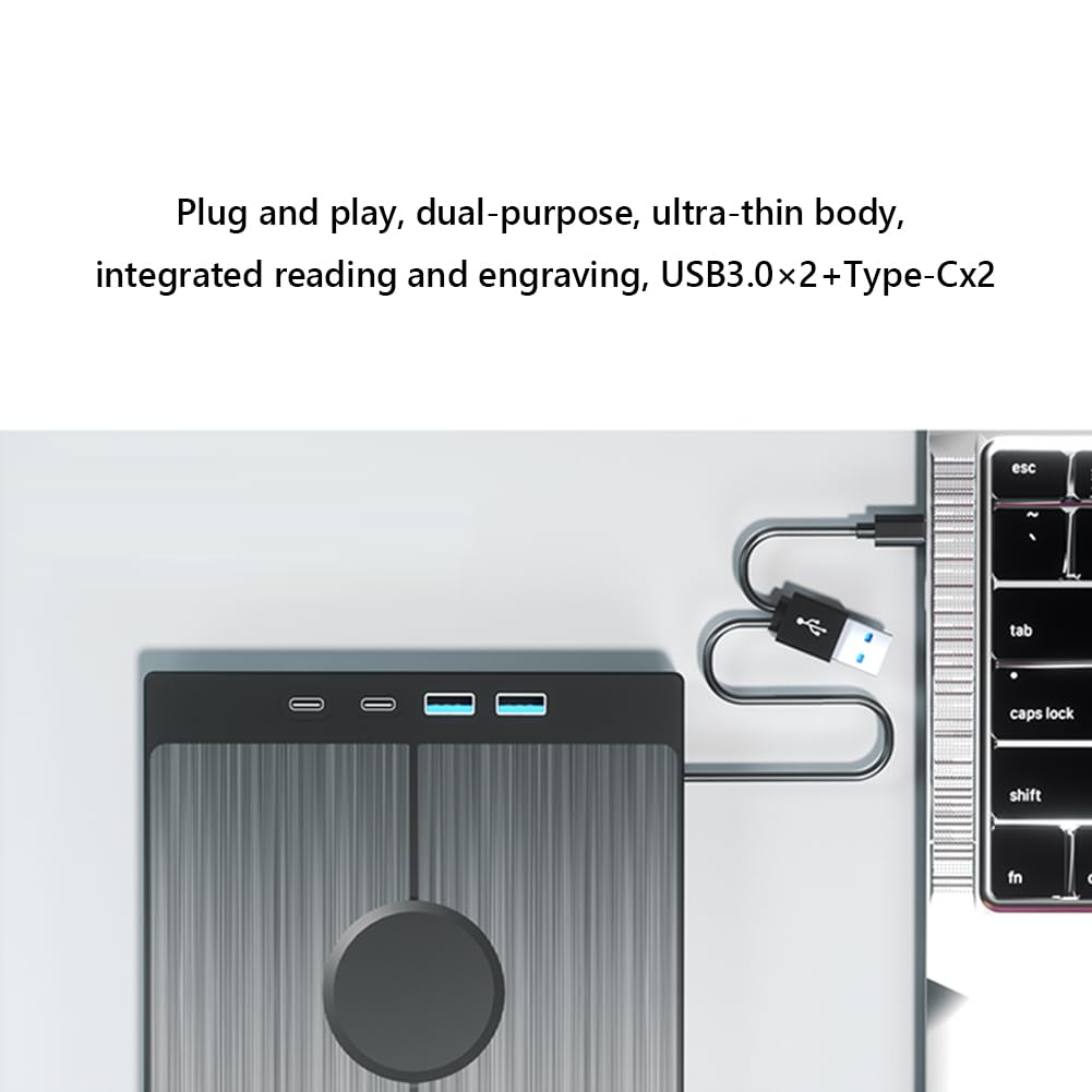Unidad de CD/DVD Externa portátil con Doble USB/Tipo C, Ranuras SD/TF, Transferencia de Datos de Alta Velocidad para PC