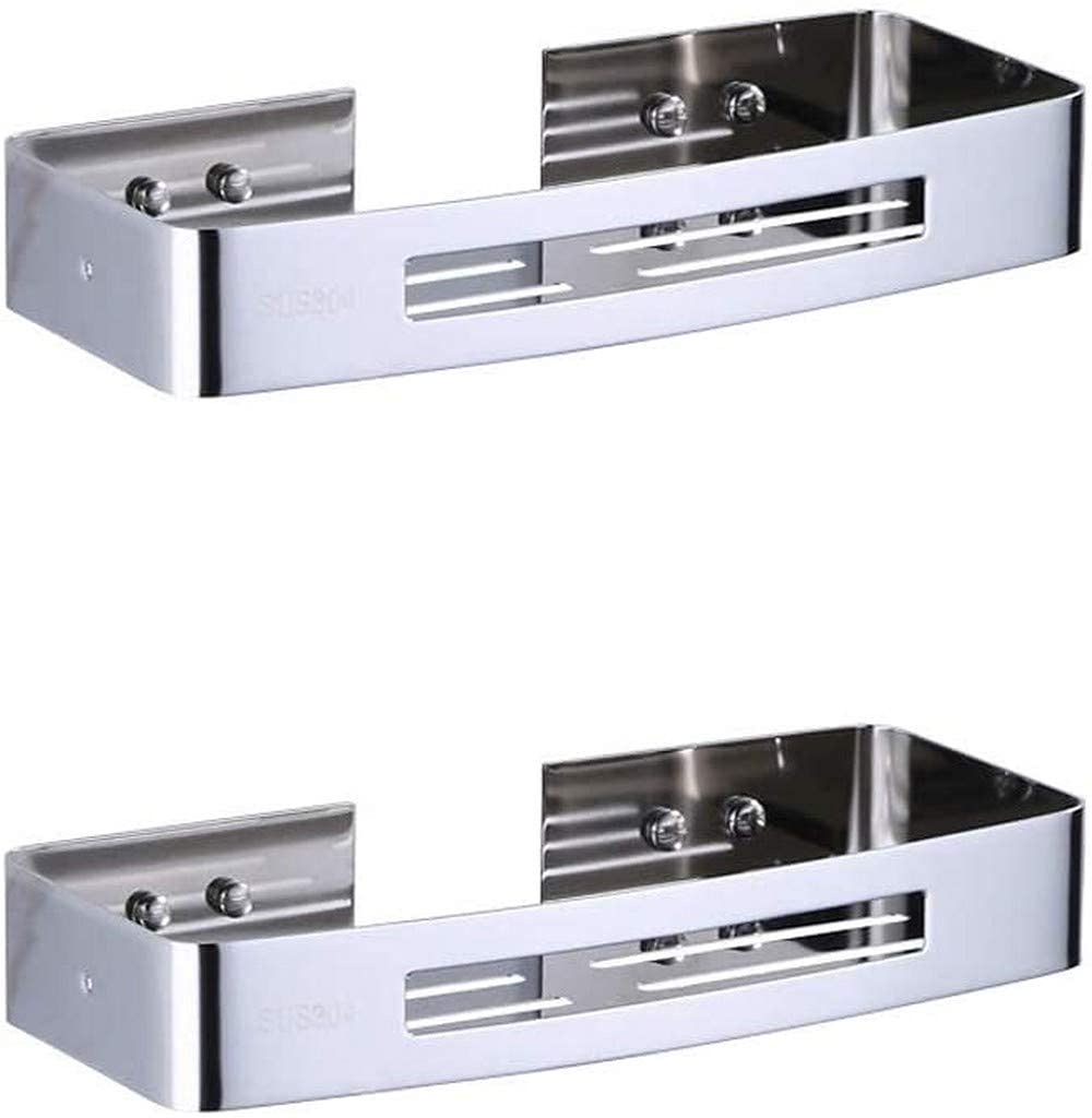 304 Stainless Steel Bathroom Shelf 2 Tier Polished Bracket Wall Mounted Shower Caddy Antirust Toilet Silver Stand Hotel