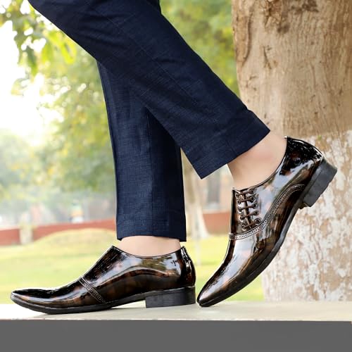 Image of GAUTAMFIT Men's Formal Classic Derby Lace-Up Formal Shoes for Office, Party,Wedding | Dress Shoes | Extra Cushioning Insole | Lightweight & Comfortable Stylish Shoes