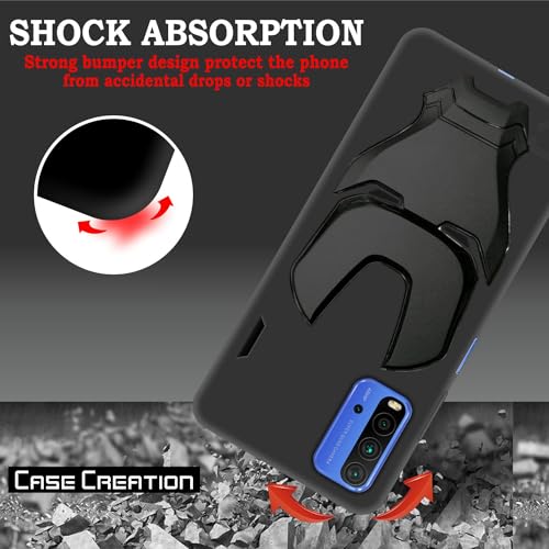 Image of COVERLY Official 3D Touch Feel Trending Avengers Logo Mask Soft Rugged Grip Iron Man Super Power Cartoon Movie Engraved Silicone Matte Back Cover for Xiaomi Redmi 9 Power 2019- Black
