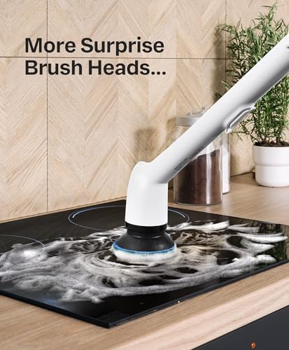 LyriFine Elektrische Reinigungsbürste, Neue Vollkörper-IPX7-Wasserdichte Electric Cleaning Brush, Elektrische Reinigungsbürste Haushalt mit langem Griff,2 Geschwindigkeiten, Ersatzköpfe für Badezimmer