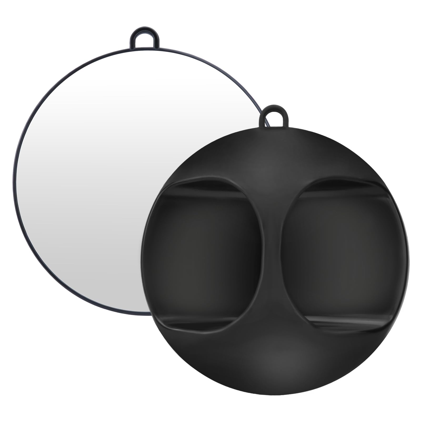 Specchio a Mano, Specchio da Parrucchiere, specchio da Parrucchiere Professionale Portatile, Hand Held Nero Rotondo specchios a Mano o da Appendere per Barbiere Saloni ed Estetiste, 28 cm