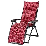  GXFXLP Matelas Chaise Longue Bain de Soleil, Coussin pour Bain de Soleil, Fauteuil Jardin Relax, Coussin Chaise Bain de Soleil avec Capuchon AntidéRapant et 6 Paires de Sangles,Rouge,155 * 48