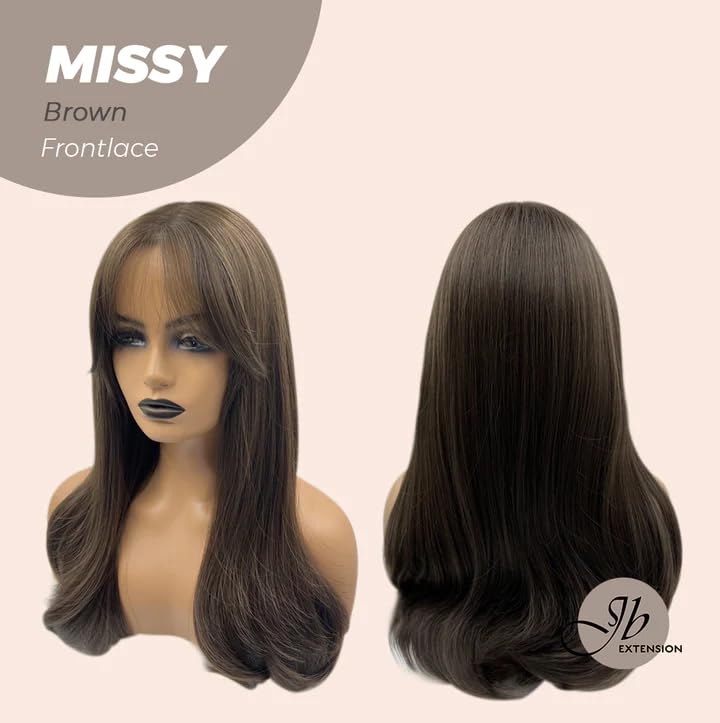 Miniatura 5 de Peluca de encaje frontal precortada con flequillo, pelucas rizadas de color marrón MISSY para mujer, pelucas sintéticas naturales para uso diario