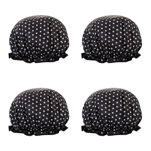 4 Bonnets de Douche en Satin - Grand Modèle Imperméable à Double Couche pour Cheveux Longs, Accessoire de Bain Réutilisable pour Femmes, Hommes & Enfants, Qualité Spa