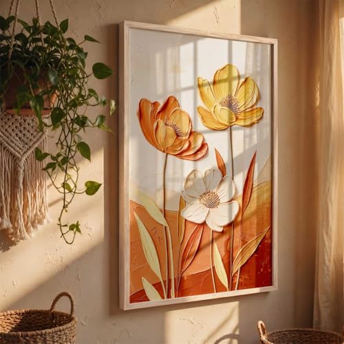 Image of kotart Aesthetic flower Art Home Decoration Painting | Floral Paintings With Frame For Living Room Bed Room Hotel Wall Decor Digital Reprint (13x17 inch)