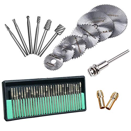Image of DIY Crafts 45 Pcs Diamond Engraving Accessories Set, Routing Bit /Circular Saw Blade /Diamond Burr Bits for Dremel (Design No # 4, Diamond Engraving Set)
