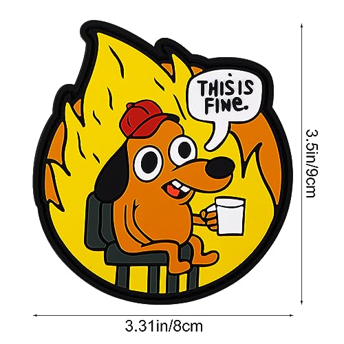 This is Fine Dog Patch, 9x8cm Kreativ Hunde Moral Patch PVC Lustige Kleiderflicken Gestickte Hunde Applikation Aufnäher mit Magischer Kleberückseite für Rucksäcke Jacken Jeans Westen