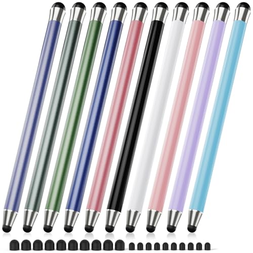 Stylus Pen for Touchscreen 10Pcs, 2-in-1 High Sensitivity & Precision Stylists pens, Stylus Pen for iPad/iPhone/Samsung/Android Tablets and Universal Capacitive Touch Screen (Colorful)