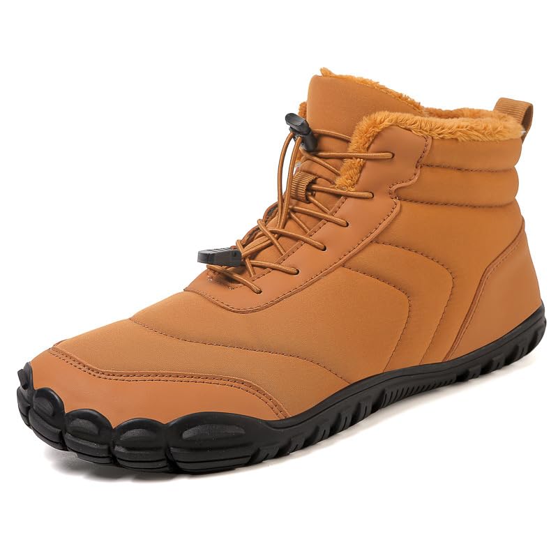 Winter Hike Barefoot Boots Women Men Minimalist Warm Snow Fur Boots Wide Toe Box Zero Drop Ankle Boot Waterproof Slip On Walking Trail Running Sneakers