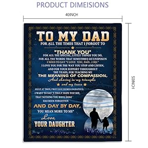to My Dad from Daughter Flannel Fleece Throw Blanket 50"x40", Grateful Love Birthday Gift Throws Blankets, Happy Father's Day Present for Sofa, Super Cozy Lightweight Father Gifts Idea to My Dad from Daughter Flannel Fleece Throw Blanket 50×40 Grateful Love Birthday Gift Throws Blankets Happy Fathers Day Present for Sofa Super Cozy Lightweight Father Gifts Idea