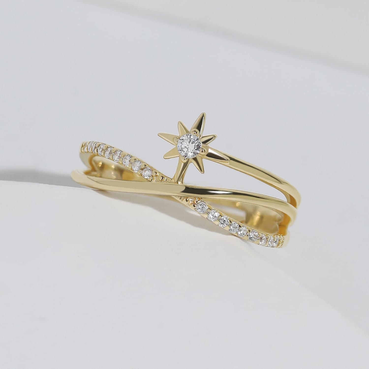 Meissa Anello Donna Argento 925 Stella Anello Abbraccio Anello Regolabile Donna con Zirconia cubica Delicato Anello Infinito Compleanno Anniversario Regali di Gioielli per Moglie