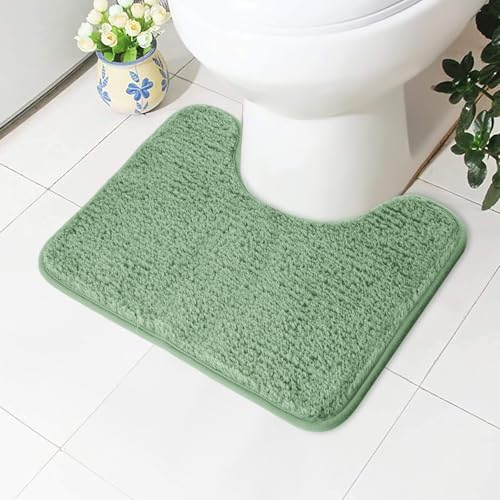 AUAUY Tapis de Toilette Antidérapant en Forme de U, Tapis de Bain Absorbant en Microfibre, 50 X 40 cm, Vert