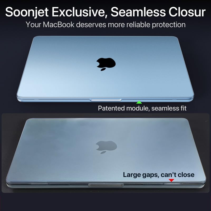 Image of Soonjet Matte Case for MacBook Air 13 /13.6-inch (M4 /M3 /M2, 2022-2025 Models A3240 A3113 A2681), Lightweight | Scratch & Fingerprint Resistant | Closes Seamlessly | Ideal for Work, Travel & Study