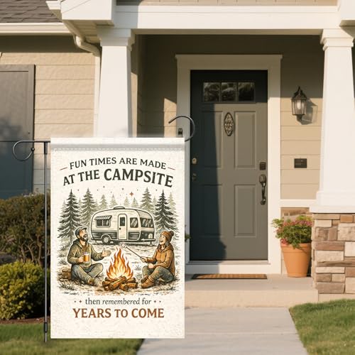 Image of Nuxovilar Camping Flag Fire Pit Garden Flag 12x18 Inches Polyester