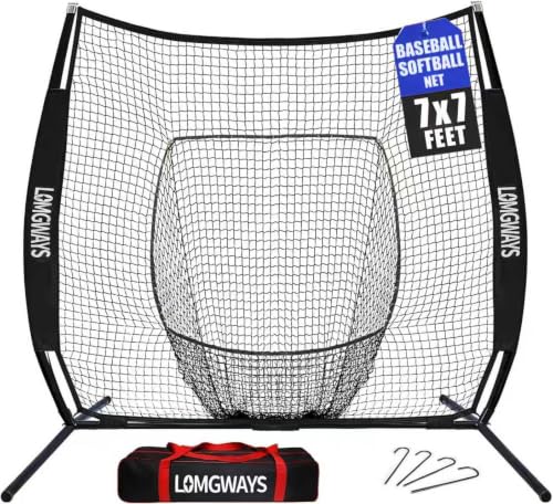7x7FT Portable Baseball & Softball Practice Net with Pop-up Frame and Bag