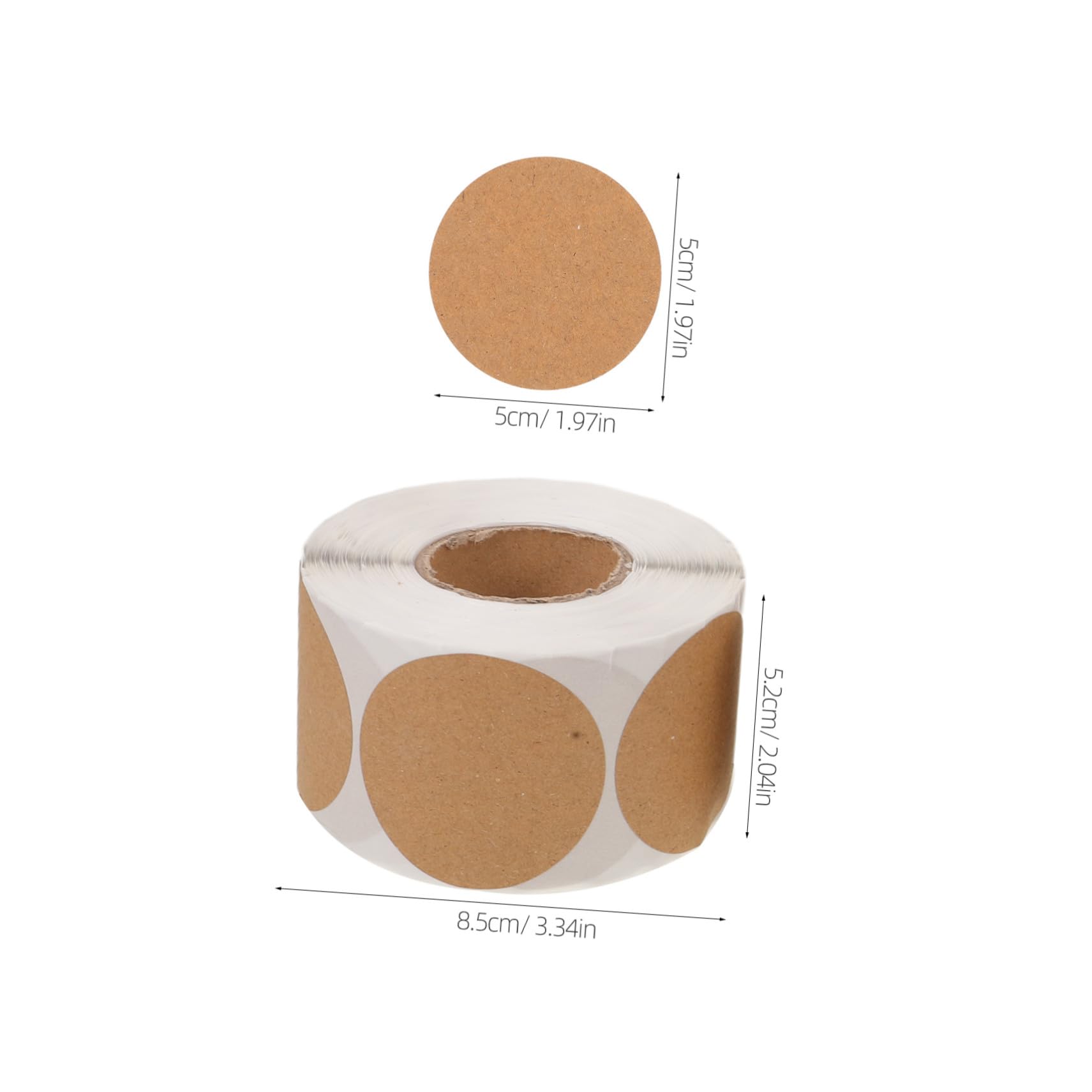 PLAFOPE 3 Pezzi Etichette Rotonde Kraft Adesive su Rotolo Kraft con Forte per Sigillare Buste e Barattoli Etichette Bianche Scrivibili Mano per Organizzazione e Regali