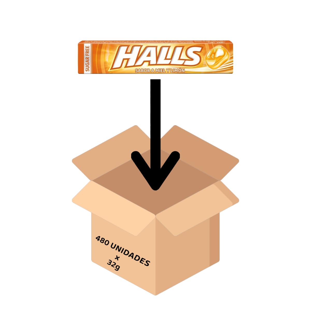 Halls Caramelos Sin Azúcar Sabor Miel y Limón, Pastillas Refrescantes con Mentol y Eucalipto, Pack Ahorro 480 Unidades (24 Cajas x 20x32 g), Frescor Intenso y Sabor Suave, Ideal para Compartir