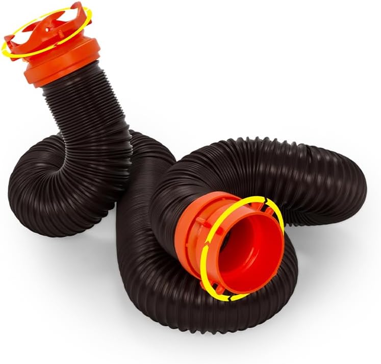 Camco RhinoFLEX RV 5ft Sewer Hose Extension Kit with Swivel Fitting - 39765, Black