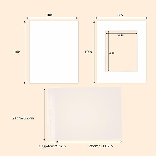 Miniatura 3 de Kit de 16 alfombrillas precortadas de 8 x 10 pulgadas, sin ácidos, para fotos de 5 x 7, obras de arte, impresiones, incluye 16 alfombrillas de corte