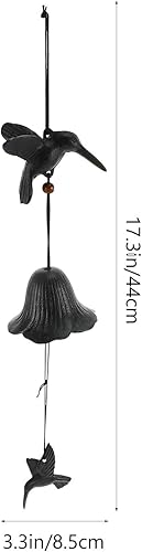 Miniatura 2 de Creative Hummingbird Retro Iron Wind Chime Hanging Doorbell Decor for Home Outdoor Use with Clear Sound and Cozy Atmosphere