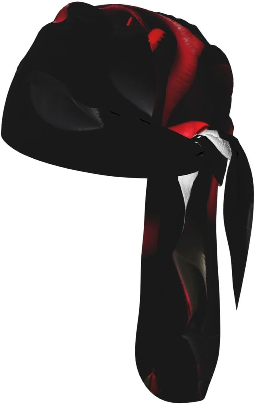 Red and Roses Print Sport Headbands for Men and Women Quick Dry Head Bandana Non-Slip Head Wraps for Exercising