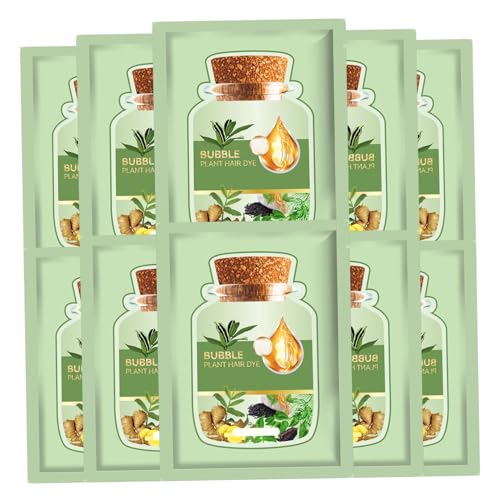 10 piezas de tinte para el cabello natural con herramientas, 30 ml Safe Natural Botanical Botanical Bubble Hair Tinky Champú con extractos de plantas para mujeres niñas, castaño marrón