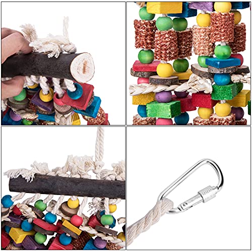 Wehhbtye Super Large Bird Parrot Macaw Chewing Toy-27''x11'' Multicolor Natural Wood Block Knot Bird Bite Tearing Toy,Parrot Corn Cob Chewing Toy for Macaws cokatoos,African Grey,All Amazona Parrot - Thumbnail 4