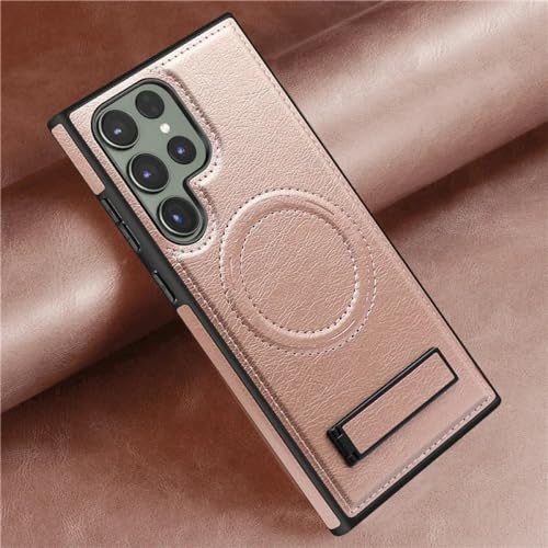 Coque magnétique cuir pour Samsung S24 avec anneau de support et charge à induction