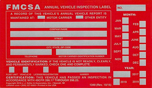 J.J. Keller 54SN Annual Vehicle Inspection Label 5-Pack J.J. Keller 54SN Annual Vehicle Inspection Label 5-Pack