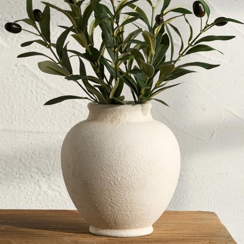 Ceramic Flower Vase Flower Vase Rustic Farmhouse Decorative Vase Floral Pottery Vases for Home Decor Table Living Room Entryway Mantel Bookshelf Bedroom Bathroom Kitchen - 6.7 W