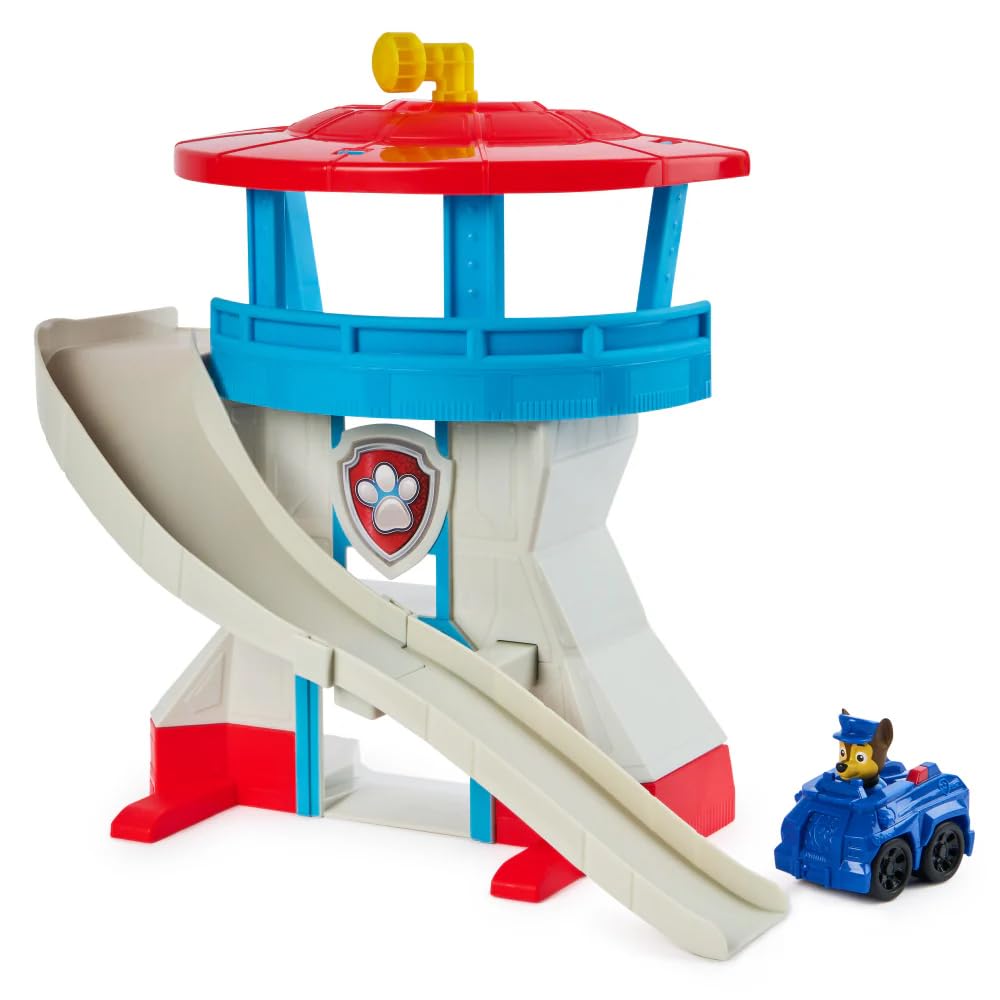 Paw Patrol Mini Quartier Général Tour de Contrôle avec 1 piste pour Véhicules et 1 Véhicule de Chase - Playset - Age 3 ans - Multicolore
