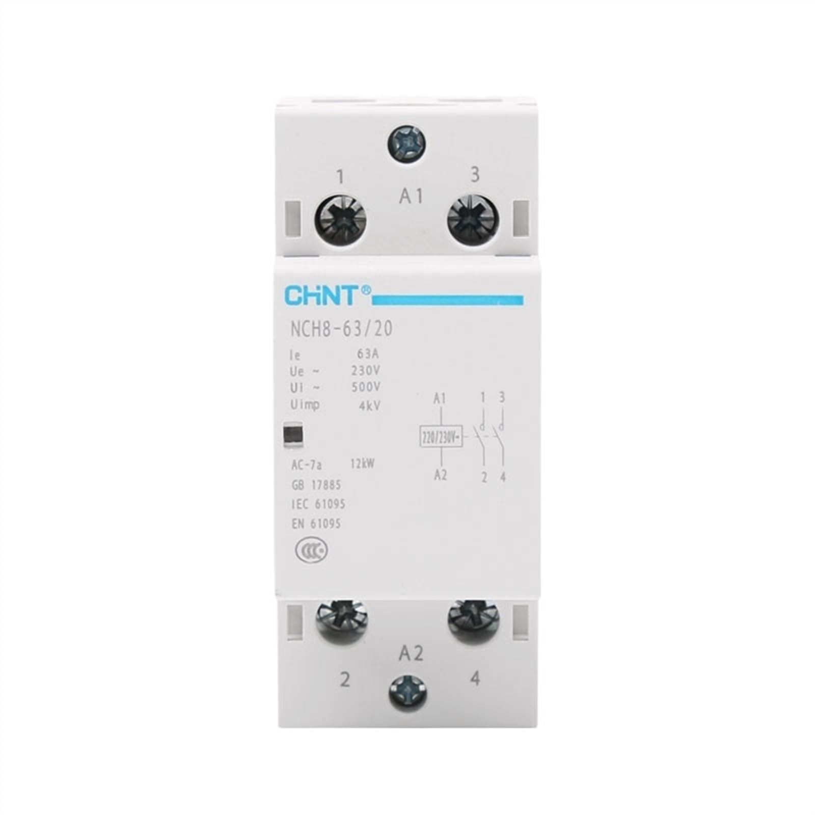 MGIMGFKZD NCH8-63/20 Modular AC Household Contactor 220V 230V AC 63A 1NO 1NC 2NO 2NC(Nch8-63a-20 2no)