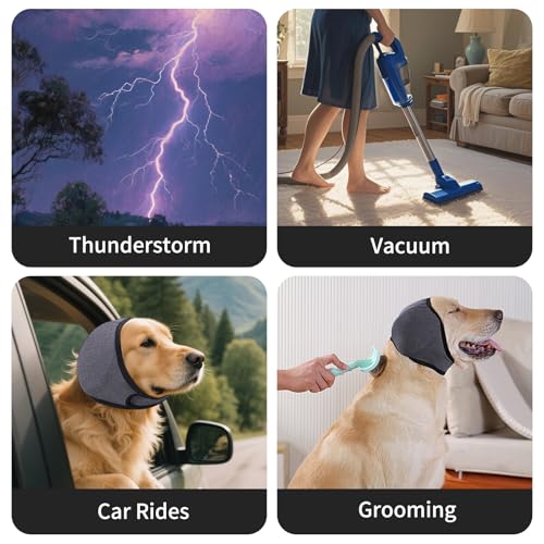 Image of LIANZIMAU Quiet Ears for Dogs Comfort Calming Hoodie Dog Ear Covers for Noise & Anxiety Relief Ear Wraps for Dog Adjustable Dogs Ear Muffs Noise Protection Firework,Grooming and Force Drying